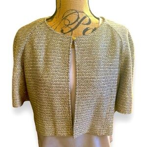 St. John Couture Bolero Jacket Evening Cream Gold Chic Tweed Cropped 1 Button 6